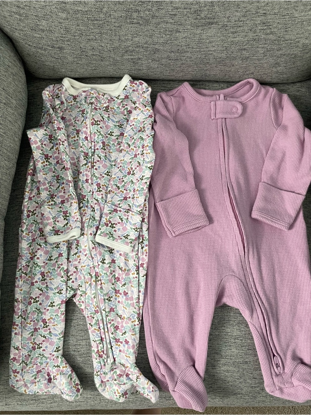 Floral and Pink One-Piece Sleepers - Soft Zip Front